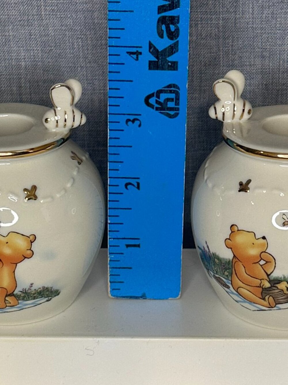 24 kt LENOX WINNIE THE POOH HONEY POT CANDLESTICKS set Disney Classic COA - Picture 14 of 16